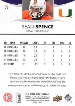 2012 Upper Deck #138 Sean Spence Back