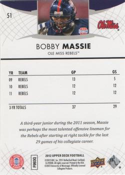2012 Upper Deck #51 Bobby Massie Back