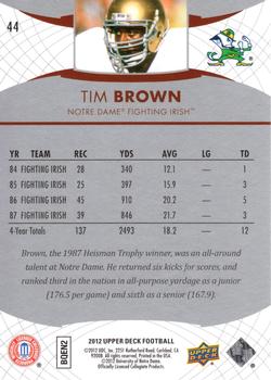 2012 Upper Deck #44 Tim Brown Back