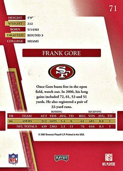 2007 Playoff Absolute Memorabilia #71 Frank Gore Back