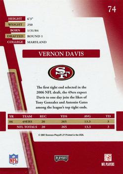 2007 Playoff Absolute Memorabilia #74 Vernon Davis Back