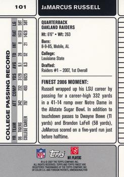 2007 Finest #101 JaMarcus Russell Back