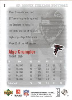 2007 SP Rookie Threads #7 Alge Crumpler Back