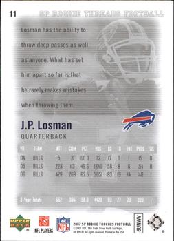 2007 SP Rookie Threads #11 J.P. Losman Back