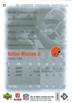 2007 SP Rookie Threads #27 Kellen Winslow Jr. Back