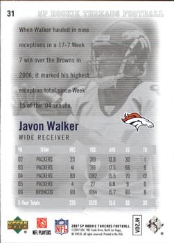 2007 SP Rookie Threads #31 Javon Walker Back