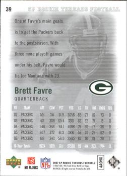2007 SP Rookie Threads #39 Brett Favre Back