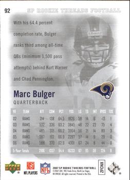 2007 SP Rookie Threads #92 Marc Bulger Back