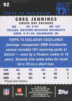 2007 Topps TX Exclusive #92 Greg Jennings Back