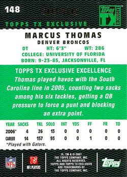 2007 Topps TX Exclusive #148 Marcus Thomas Back