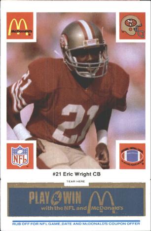 1986 McDonald's San Francisco 49ers - Full Game Pieces - Week 1 Blue Tab #NNO Eric Wright Front