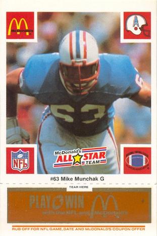 1986 McDonald's All-Star Team - Full Game Pieces: Week 3 Gold/Orange Tab #NNO Mike Munchak Front