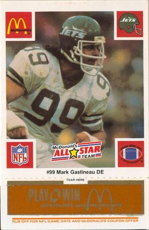 1986 McDonald's All-Star Team - Full Game Pieces: Week 3 Gold/Orange Tab #NNO Mark Gastineau Front