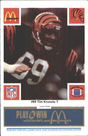 1986 McDonald's Cincinnati Bengals - Full Game Pieces - Week 1 Blue Tab #NNO Tim Krumrie Front