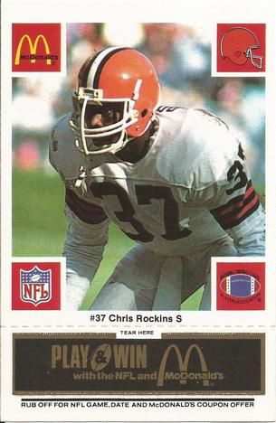 1986 McDonald's Cleveland Browns - Full Game Pieces - Week 2 Black/Gray Tab #NNO Chris Rockins Front