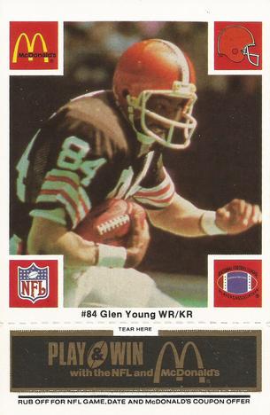 1986 McDonald's Cleveland Browns - Full Game Pieces - Week 2 Black/Gray Tab #NNO Glen Young Front