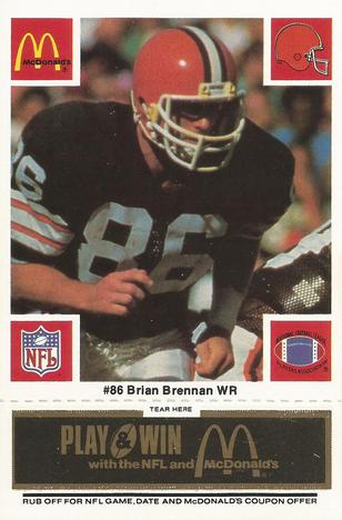 1986 McDonald's Cleveland Browns - Full Game Pieces - Week 2 Black/Gray Tab #NNO Brian Brennan Front