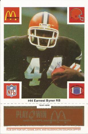 1986 McDonald's Cleveland Browns - Full Game Pieces - Week 3 Gold/Orange Tab #NNO Earnest Byner Front