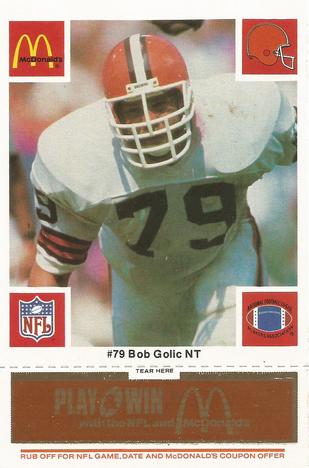1986 McDonald's Cleveland Browns - Full Game Pieces - Week 3 Gold/Orange Tab #NNO Bob Golic Front