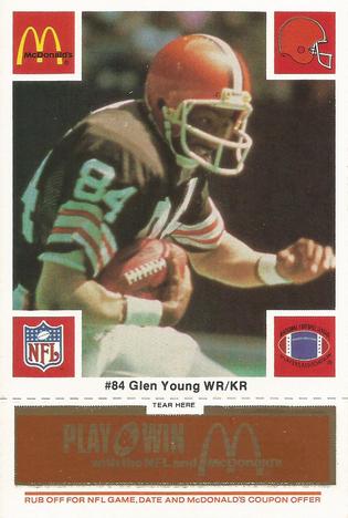 1986 McDonald's Cleveland Browns - Full Game Pieces - Week 3 Gold/Orange Tab #NNO Glen Young Front