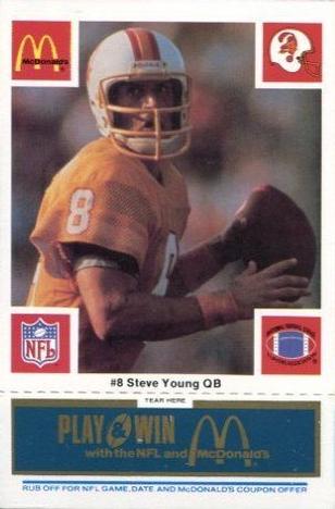 1986 McDonald's Tampa Bay Buccaneers - Full Game Pieces - Week 1 Blue Tab #NNO Steve Young Front