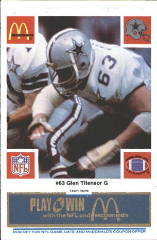 1986 McDonald's Dallas Cowboys - Full Game Pieces - Week 1 Blue Tab #NNO Glen Titensor Front