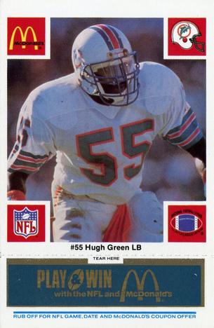 1986 McDonald's Miami Dolphins - Full Game Pieces - Week 1 Blue Tab #NNO Hugh Green Front