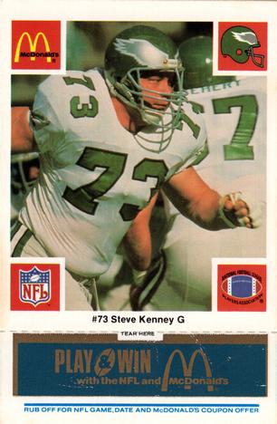 1986 McDonald's Philadelphia Eagles - Full Game Pieces - Week 1 Blue Tab #NNO Steve Kenney Front