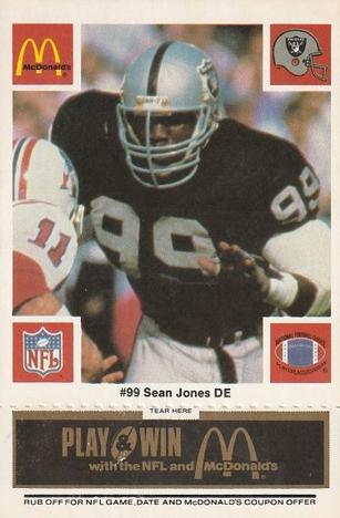 1986 McDonald's Los Angeles Raiders - Full Game Pieces Black/Gray Tab #NNO Sean Jones Front