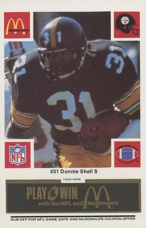 1986 McDonald's Pittsburgh Steelers - Full Game Pieces - Week 2 Black/Gray Tab #NNO Donnie Shell Front