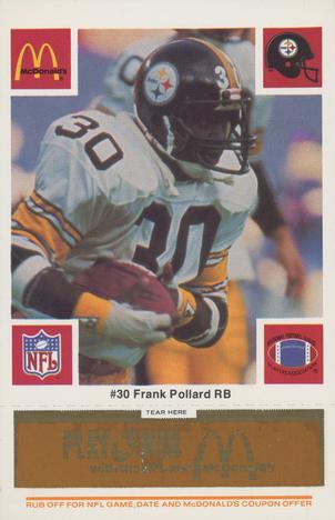 1986 McDonald's Pittsburgh Steelers - Full Game Pieces - Week 3 Gold/Orange Tab #NNO Frank Pollard Front