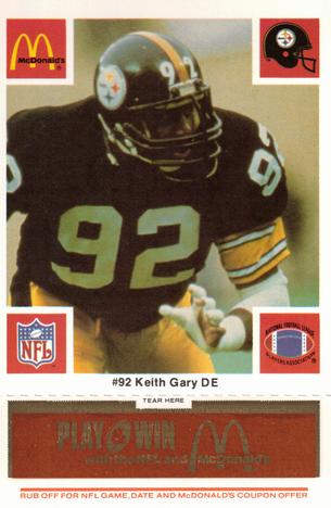 1986 McDonald's Pittsburgh Steelers - Full Game Pieces - Week 3 Gold/Orange Tab #NNO Keith Gary Front