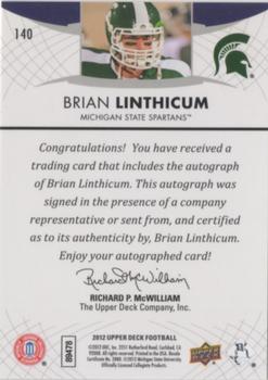 2012 Upper Deck - Rookie Autographs #140 Brian Linthicum Back