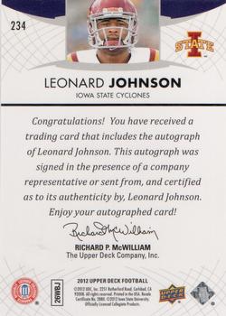2012 Upper Deck - Rookie Autographs #234 Leonard Johnson Back