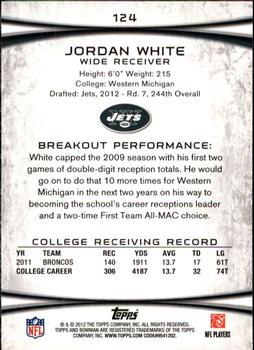 2012 Bowman #124 Jordan White Back