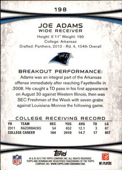 2012 Bowman #198 Joe Adams Back