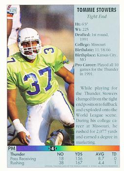 1992 Ultimate WLAF #125 Tommie Stowers Back