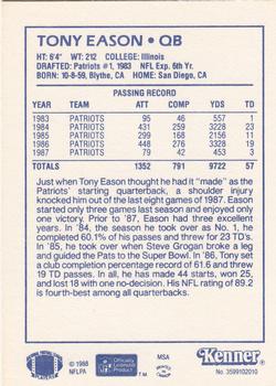 1988 Kenner Starting Lineup Cards #3599102010 Tony Eason Back