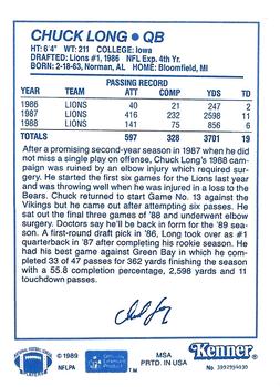 1989 Kenner Starting Lineup Cards #3992994030 Chuck Long Back