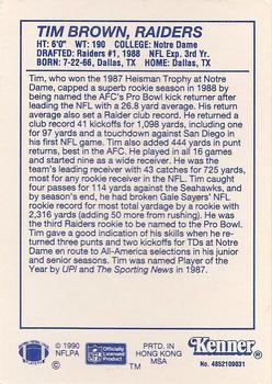 1990 Kenner Starting Lineup Cards #4852109031 Tim Brown Back
