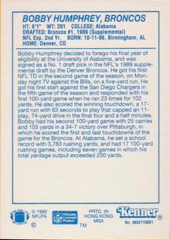 1990 Kenner Starting Lineup Cards #4852110061 Bobby Humphrey Back