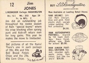 1959 Bell Brand Los Angeles Rams #12 Jim Jones Back