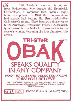2011 TriStar Obak #68 John Moses Brunswick Back