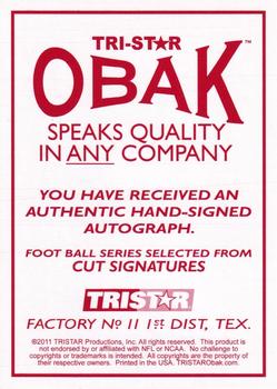 2011 TriStar Obak - Cut Signatures Blue #NNO Don Shula Back