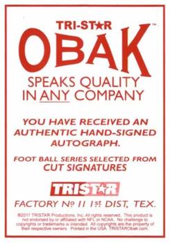 2011 TriStar Obak - Cut Signatures Red #NNO Rayfield Wright Back