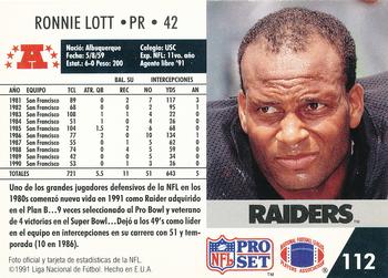 1991 Pro Set Spanish #112 Ronnie Lott Back