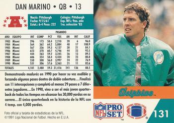 1991 Pro Set Spanish #131 Dan Marino Back