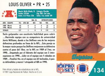 1991 Pro Set Spanish #134 Louis Oliver Back