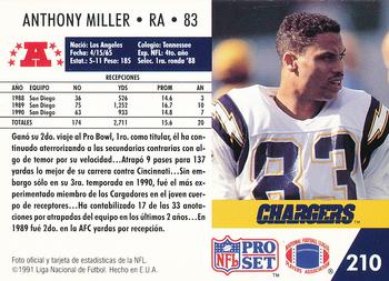 1991 Pro Set Spanish #210 Anthony Miller Back