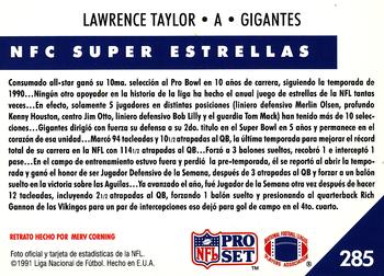 1991 Pro Set Spanish #285 Lawrence Taylor Back